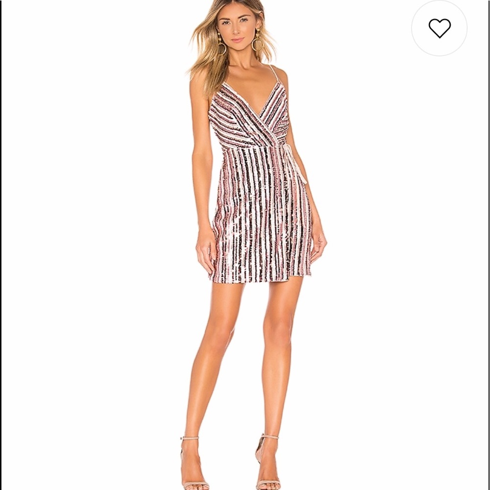 BCBG WHITE/ROSEGOLD/MULTI Wrap Dress Size 12 NWT